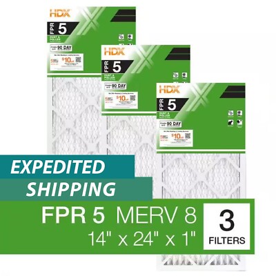 (3-Pack) 14x24x1 Air Filter Standard Pleated Furnace HVAC Filtro de aire Plisado