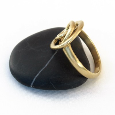 Pre-owned Handmade 18k Gold Ring, Gold Statement Ring, 3 Gold Link Ring, Cocktail Ring, Solid Gold