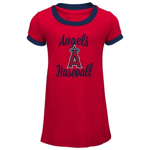 Платье-футболка Outerstuff MLB для девочек (7–16 лет) Los Angeles Angels Baseline Ringer