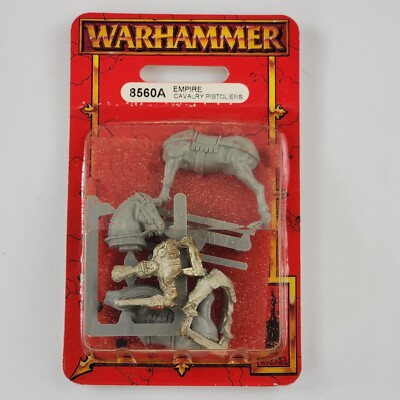 Vtg Warhammer Empire Cavalry Pistoliers 8560A Figure Metal OOP 1997 New Free Ppl