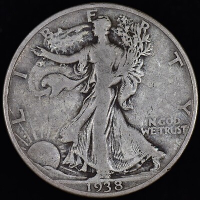 1938-D WALKING LIBERTY HALF DOLLAR   VF VERY FINE   50C SILVER COIN I  TRUSTED 