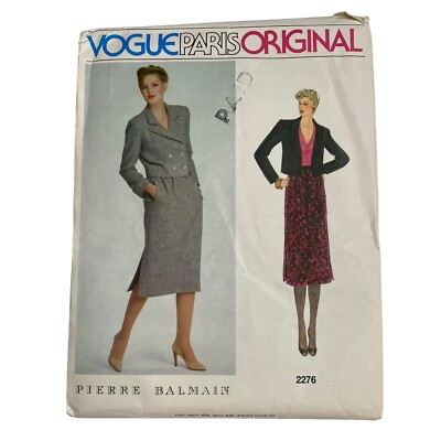 Vogue Sewing Pattern 2276 Size 14 Jacket Skirt Pierre Balmain Suit Uncut NOS