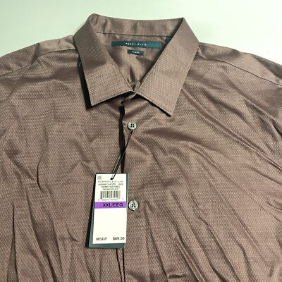 Perry Ellis Mens Maroon LS Slim Fit Shirt