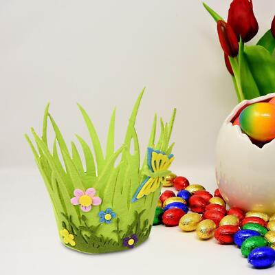 Osterkörbchen, Ostereiertüten, Osterkörbchen aus Filz im Gras-Design für die