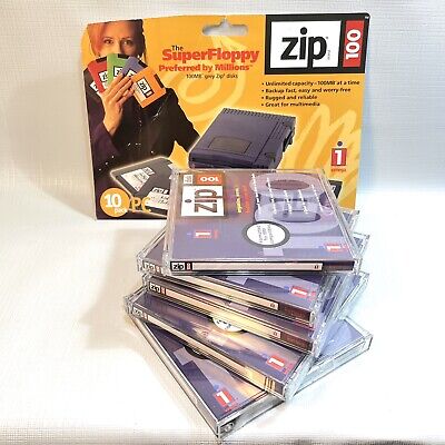 Iomega Zip 100 MB Disk IBM Compatible Formatted Sealed NEW Old Stock 5 Pack