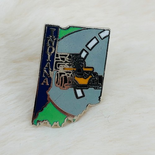 Indiana Souvenir State Enamel Lapel Pin w/ Indy Race Car