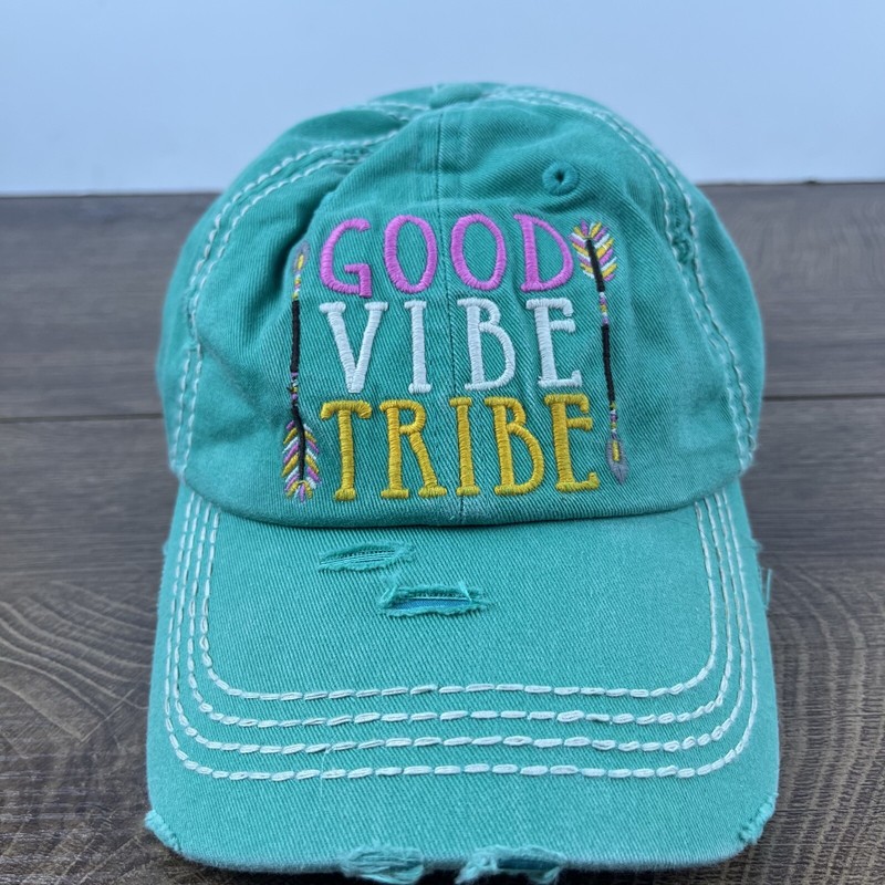 Good Vibe Tribe Hat Good Vibes Teal Blue Adjustable Hat Teal