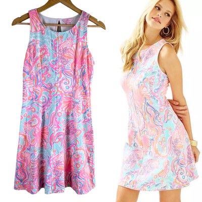 Lilly Pulitzer Sm Felicity Fit Flare Mini Dress Pink Pout Too Much Bubbly Print