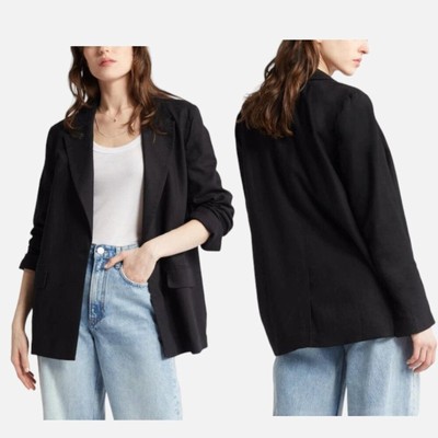 Treasure & Bond Linen Blend Blazer Black Size Small NWT $79 MSRP