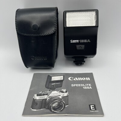 Canon Speedlite Shoe Mount Camera Flash - 188A - With Case - Tested and Working