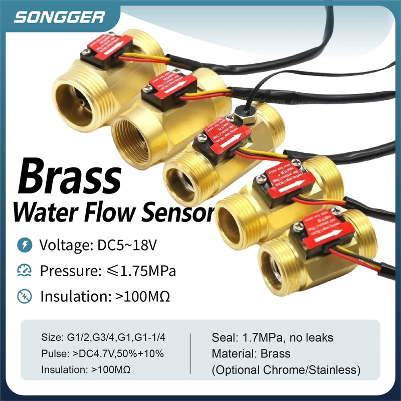 Hall Effect Flow Meter Brass Water Flow Sensor YF-B1 B2 B3 B4 B5 B6 B7 B8 B9 B10
