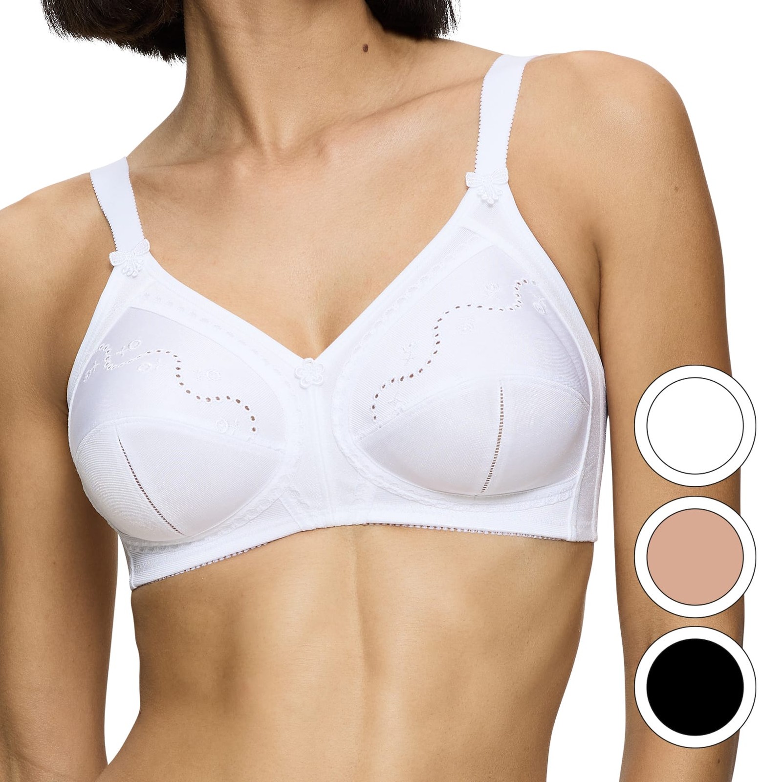 Triumph Doreen + Cotton 01 N, BH ohne Bügel, schwarz, weiß, skin, 75-115 Cup B-F