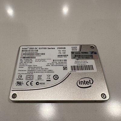 Intel SSD DC S3700 Series 200GB 6Gb/s 2.5 SATA SSD SSDSC2BA200G3P 691842-002