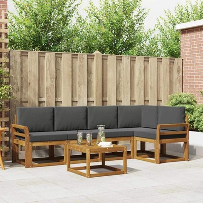 Outdoor Sofa Set with Cushion 6 pcs Natural and Anthracite