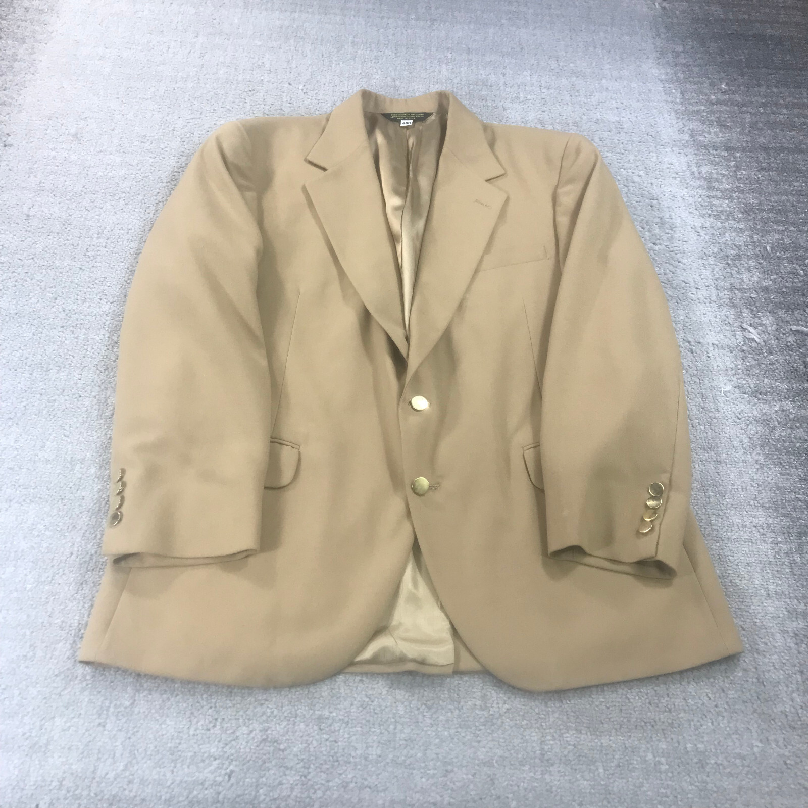 LL Bean Jacket Mens 44 Blazer Lined Two Button Gold Button