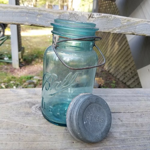 Vintage Blue Mason Jar Aqua Glass Ball Ideal #2 for Farm