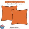 GAWAMAY Decorative Throw Pillow Covers 24x24 Inch Set of 2 for Living Room Couch Bed Sofa, Farmhouse Square Cushion Cover Soft Striped Corduroy Pillow Cases Boho Home Decor (60x60cm) Bright Orange