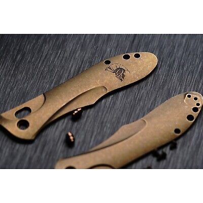 1 Pair TC21 Anode Gold God of War Pattern Knife Handle Scales for Benchmade 730