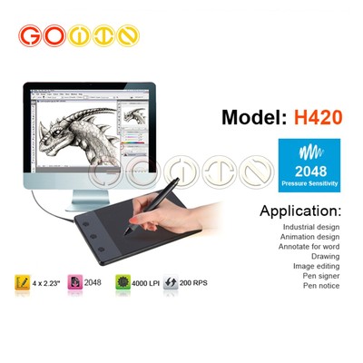 H420 4x2.3inch USB Drawing Writing Art Graphics Board Tablet & Digital Pen