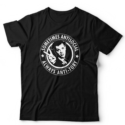 Sometimes Antisocial Always Anti-Tory Tshirt Unisex & Kids Short Sleeve Classic