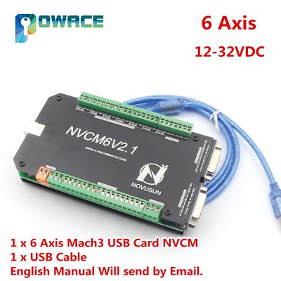 6 Axis 125KHz USB Mach3 CNC Motion Controller Card Breakout Board NVCM6V2.1