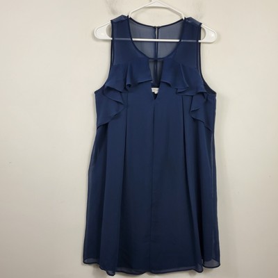 BCBGeneration Navy Blue Sleeveless Dress Womens Size M Mini Dress Ruffle Flowy