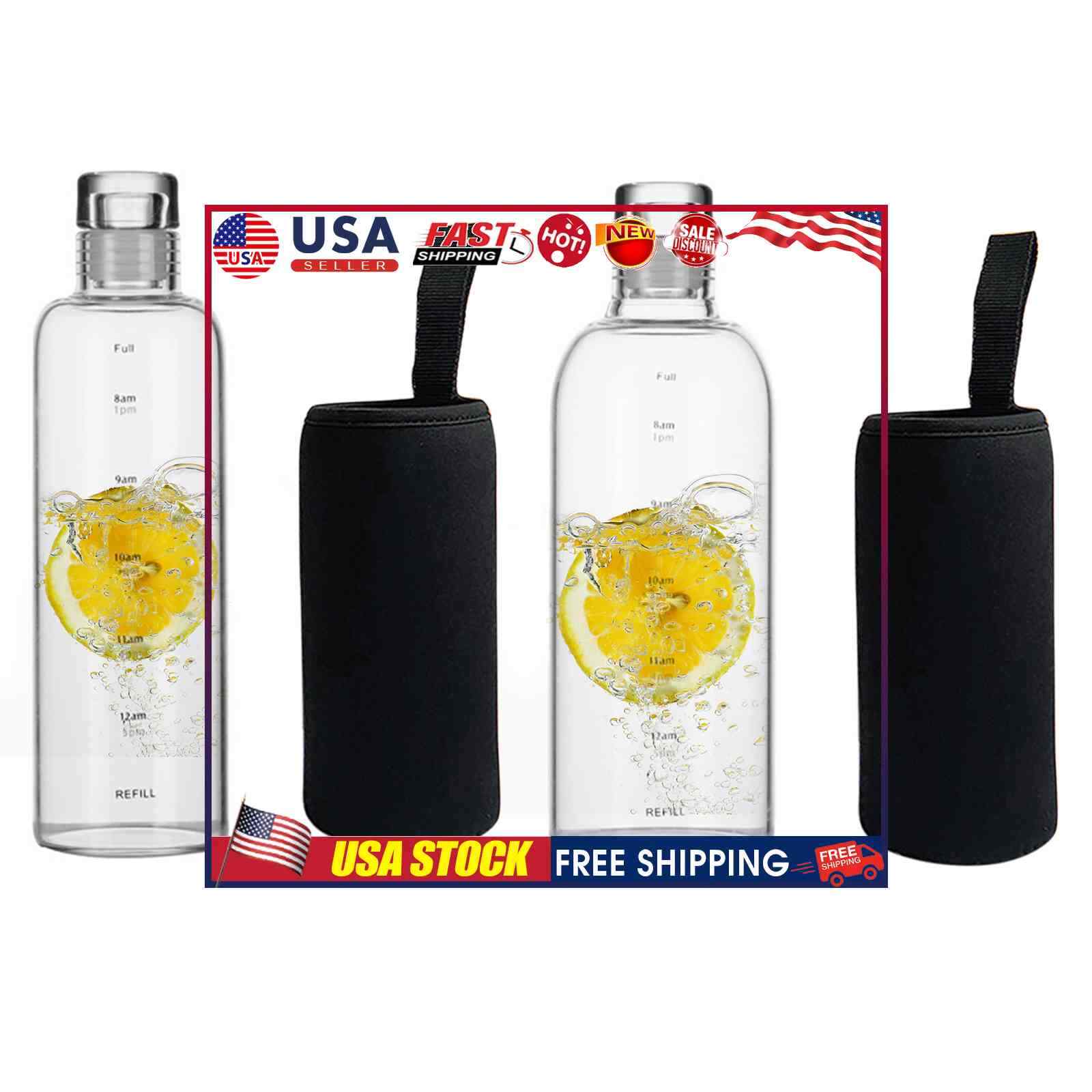 With Time Marker Bpa Free Reusable Bottles Jf#e