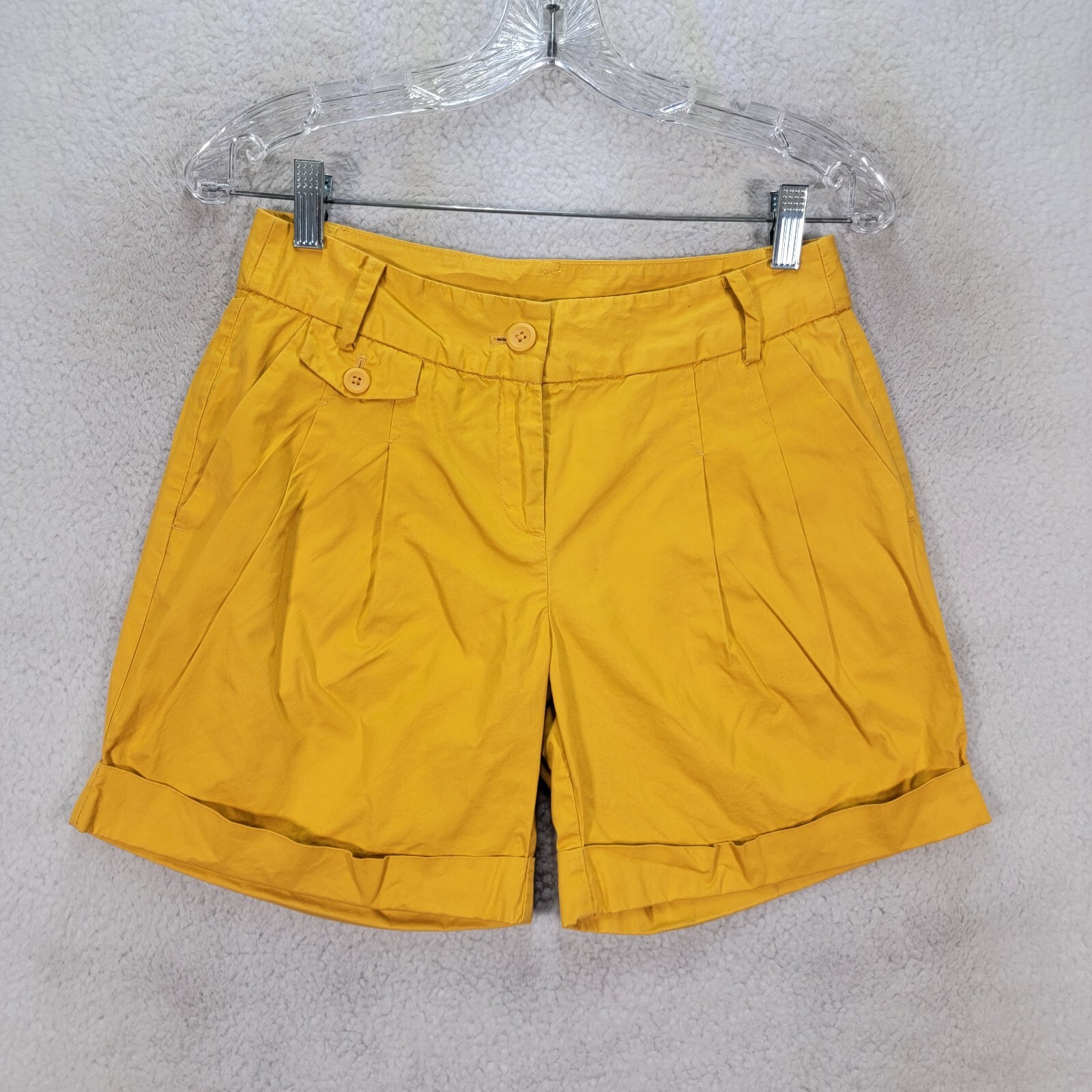 Daiz Womens Shorts Size 2 Yellow Stretch Cuffed Mid Rise