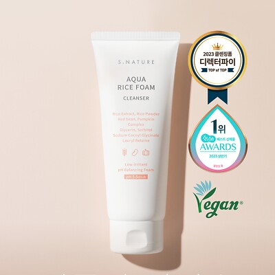 S.NATURE Aqua Rice Foam Cleanser 5.41oz / 160ml Mild Acidic K-Beauty