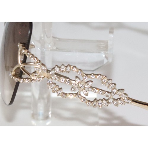 Pre-owned Caviar Butterfly M6877 C21 Gold Sunglasses W/ Swarovski Crystals In Gray Gradient