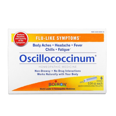 Oscillococcinum, Симптомы гриппа, 6 доз по 0,04 унции каждая