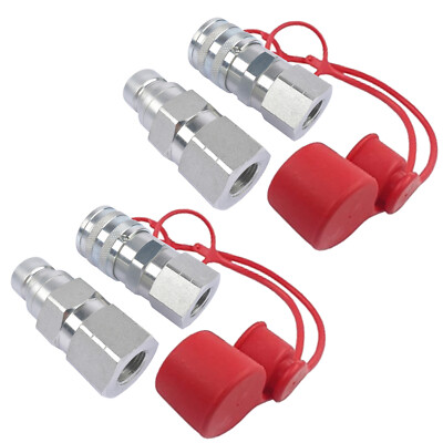 2x Flat Face Hydraulic Quick Connect Couplers Coupling Set for Skidsteer Bobcat