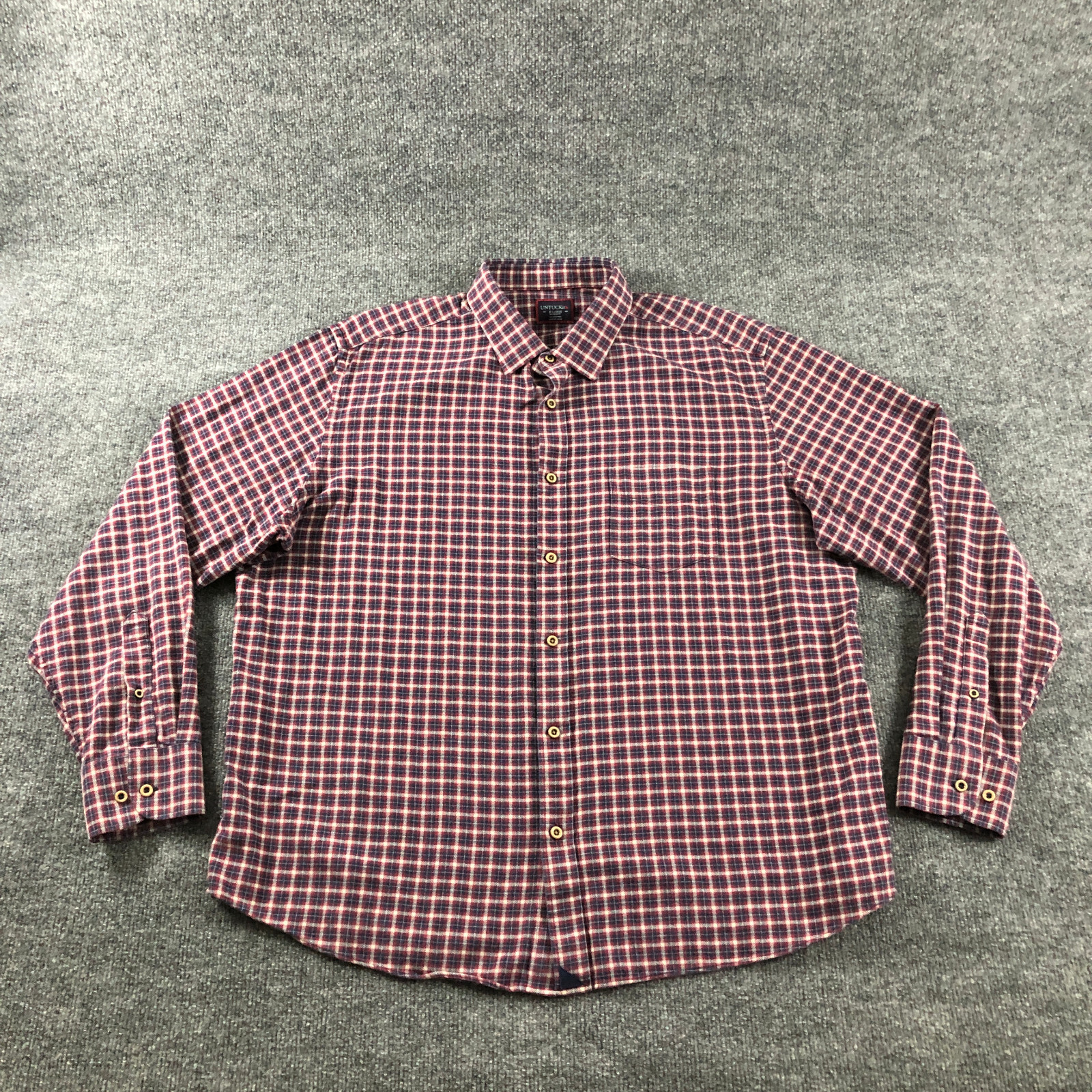 UNTUCKit Relaxed Fit Flannel Shirt Mens XL Red Blue Button Up Cotton Casual Men