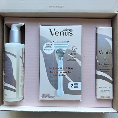 GilletteVenus for Pubic Hair/Skin Women's Shave Kit 3 Piece Razor/Cleanser/Serum