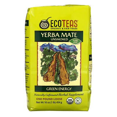 Yerba Mate Pure Leaf Loose Tea, без копчения, Green Energy, 16 унций (454 г)