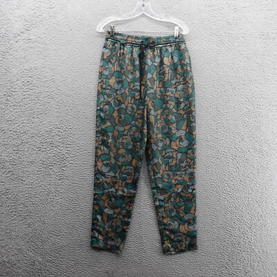 Ronny Kobo Silk Jogger Pants Small Green Brown Abstract Print Womens Lightweight