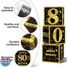 Eiurteao 3pcs 80th Birthday Decorations Boxes for Men Women, Black Gold Happy 80 Birthday Balloons Boxes Party Supplies, 80 Year Old Bday Theme Cardboard Box Decor