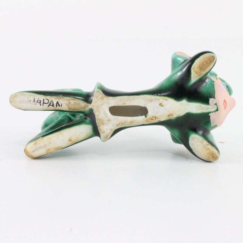 Vintage Green Suit Reclining Ceramic Pixie Japan 3.25 In