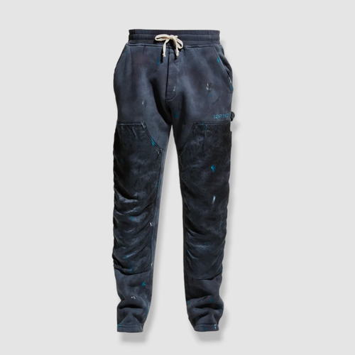 LOST DAZE $750 LOST DAZE MEN'S BLUE PAINT SPLATTER DRAWSTRING WAIST SWEATPANTS SIZE S