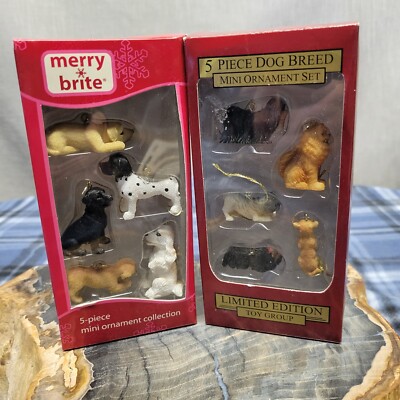 5 Piece Dog Breed Mini Christmas Ornament Ltd. Edition Toy Group & Merry Brite 