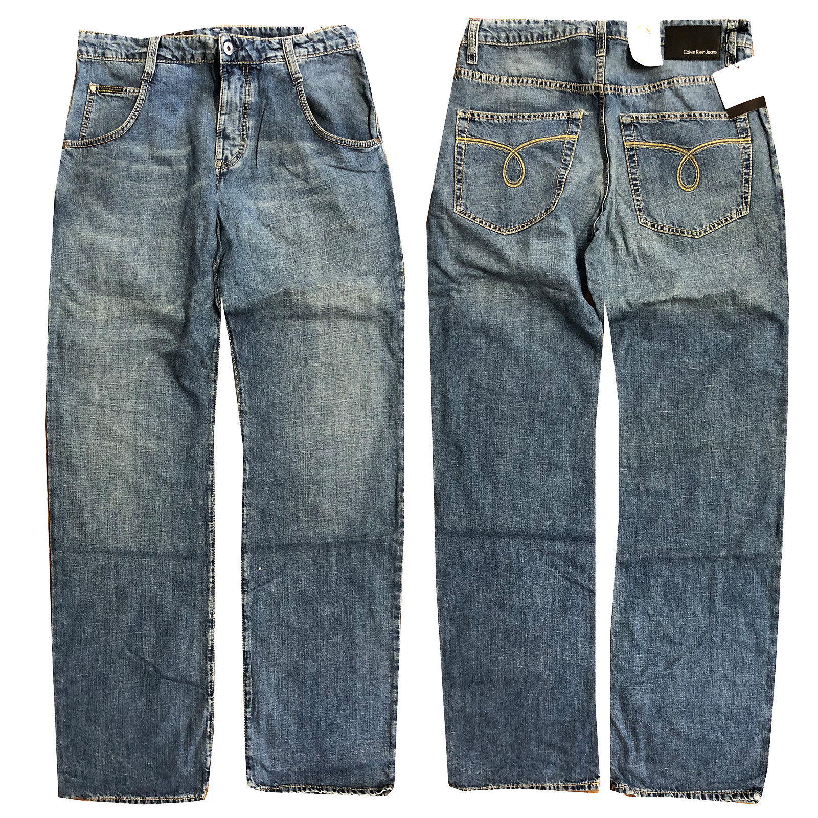 Calvin Klein Herren Jeans Hose Straight Leg Leinenhose Größen wählbar NEU