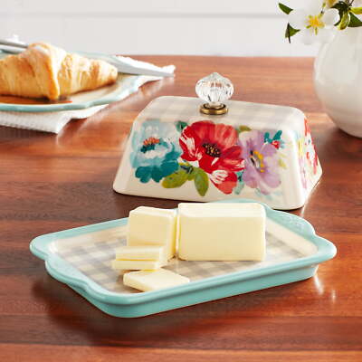 Ceramic Double Stick Butter Dish With Lid Cover Stylish Serveware Fresh Keeper