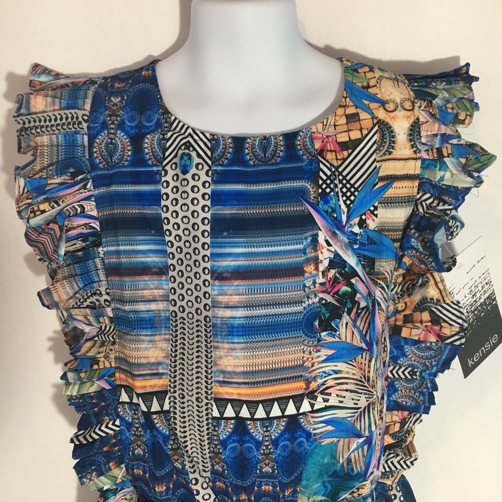 Kensie Little Girls Blue Romper Dress size 6X Multi Pattern and Colors Iconic