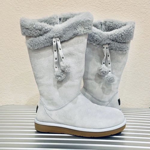 Pre-owned Ugg Women's Size 7 Plumdale Cuff Tall Boot Grv Gray