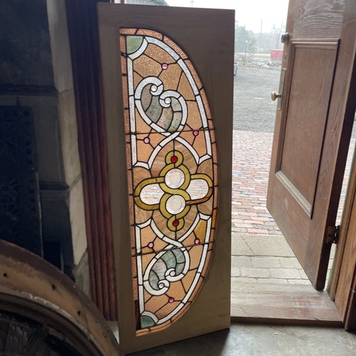SG4546 antique arch top stained glass window 18 x 49 | eBay