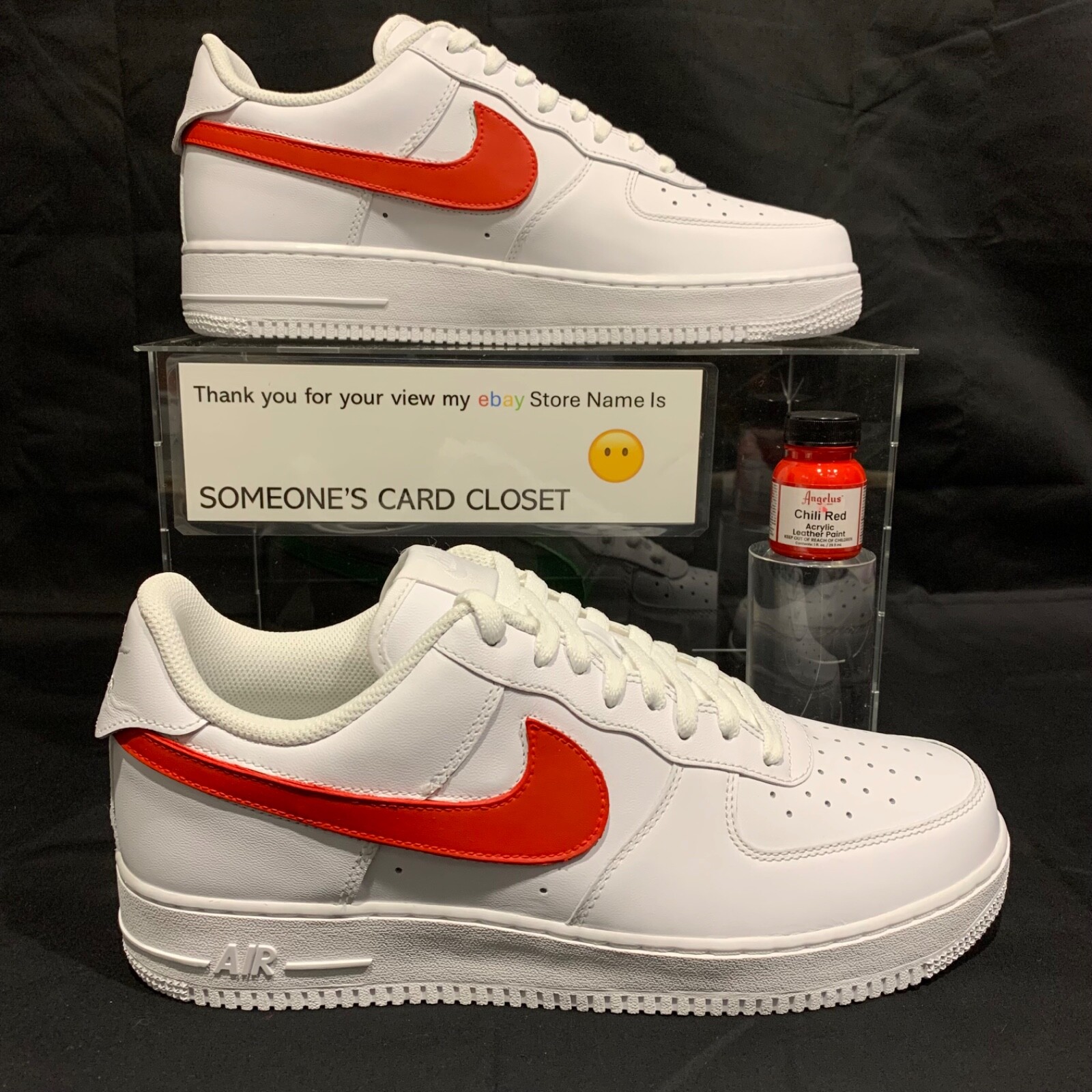Nike Air Force 1 Low White (Chili Red Custom Painted Swoosh