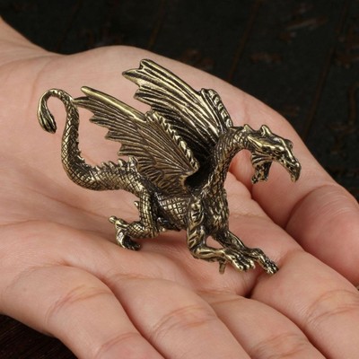 Vintage Style Solid Brass Pure Copper Pterosaur Flying Dragon Statue Decoration