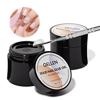 Gellen 2pcs Solid Nail Gel Glue Set for Soft Gel Nail Tips 30g Clear Acrylic ...