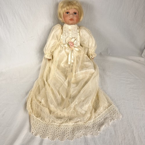 Porcelain Baby Doll w/Soft Body In Fantastic Christening Gown