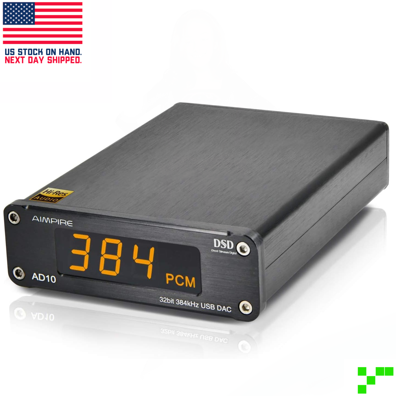 Aimpire AD10 DAC Decoder USB In 32 Bit 44.1-384 kHz Opt Coax Out 192kHz 24 Bit